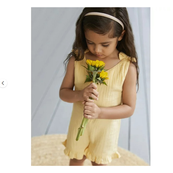 Yellow Modern Moments by Gerber Baby Girl Romper 3T Cotton New Overalls - Picture 11 of 11